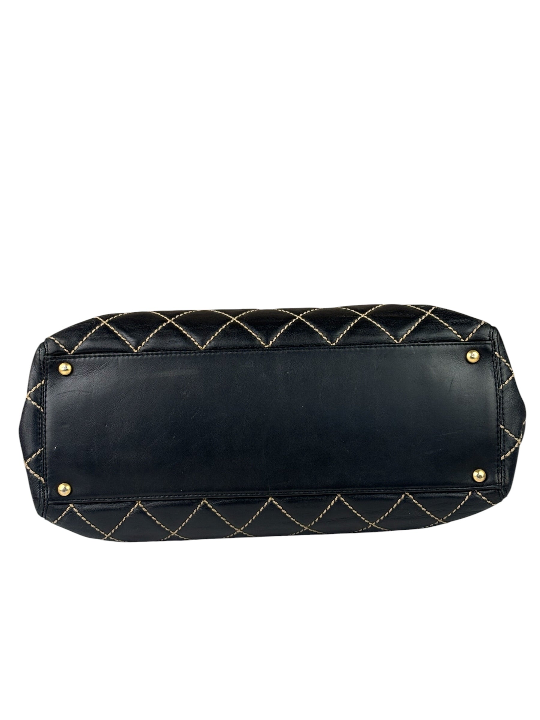 Chanel Black Leather Wild Stitch Surpique Tote 2005
