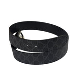 Gucci GG Supreme Black Interlocking Silver G Buckle Belt
