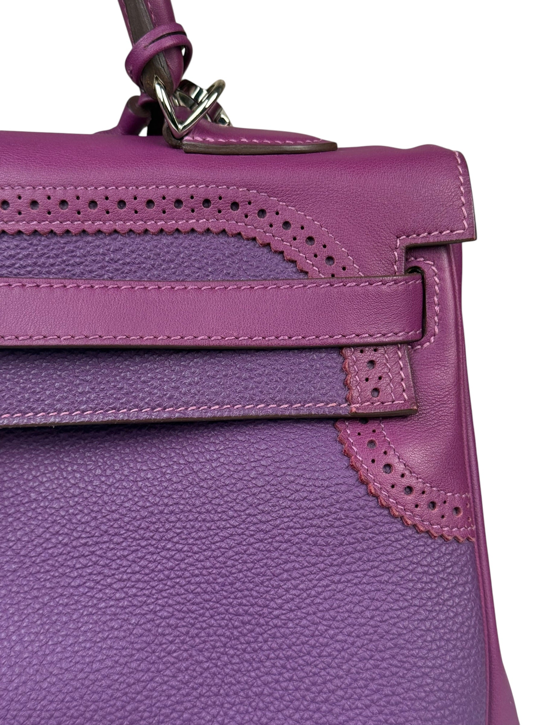 Hermes Kelly 35 Purple Ghillies Swift Togo Leather Handbag 2015