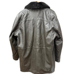 Vintage Grey Fur Lined Leather Blazer Coat