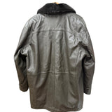 Vintage Grey Fur Lined Leather Blazer Coat