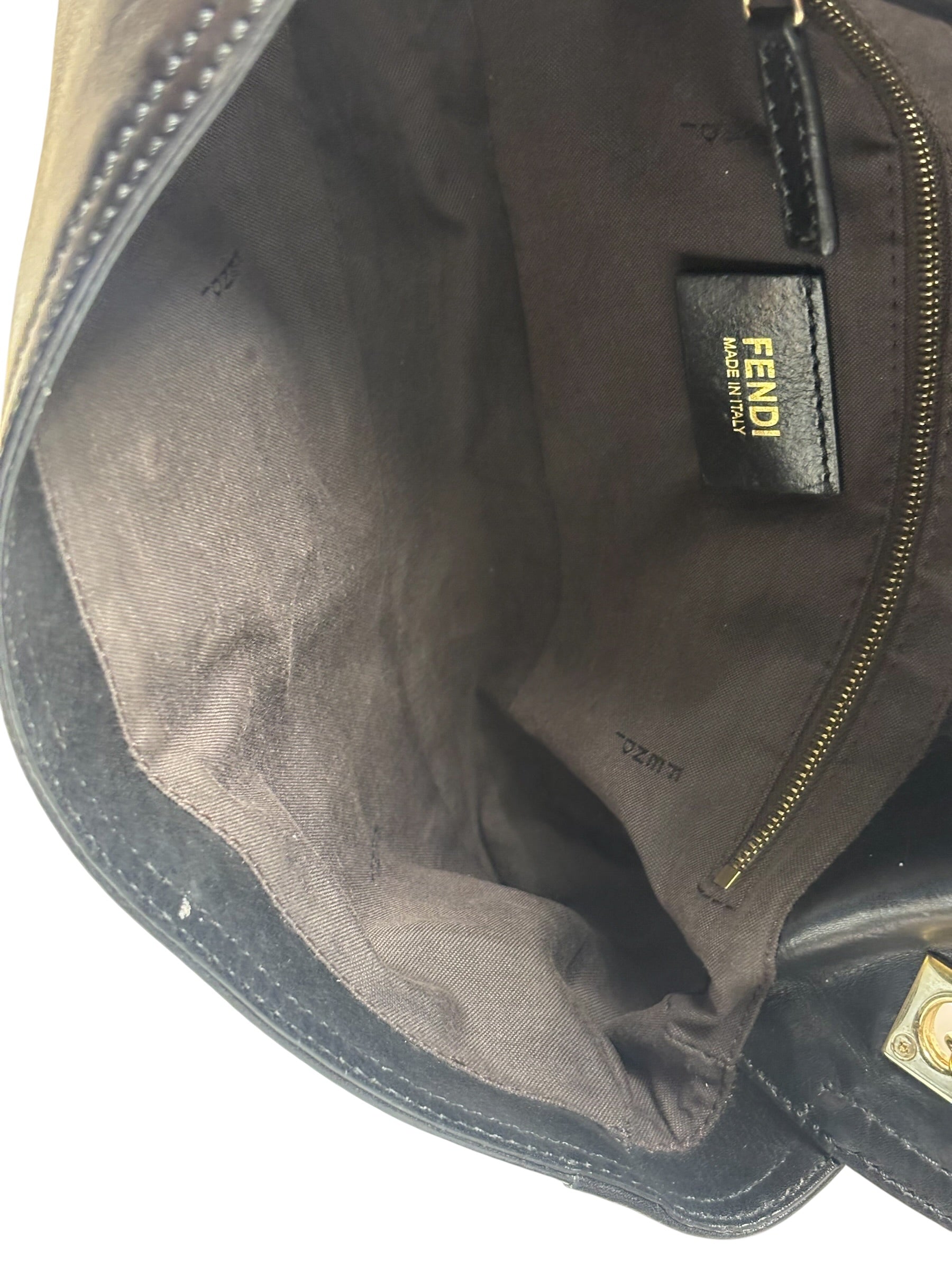 Fendi Black Leather Maxi Baguette