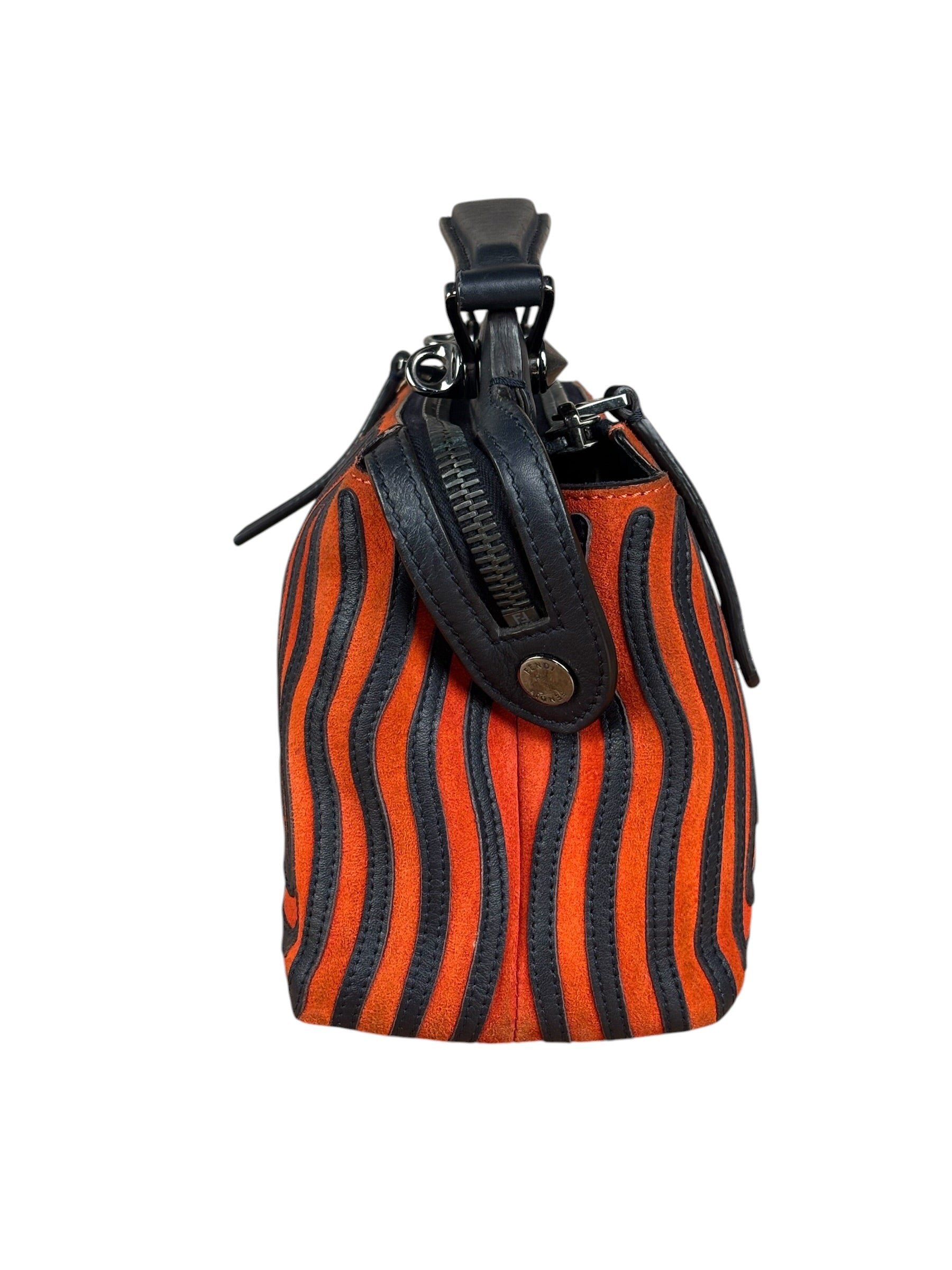 Fendi DotCom Click Striped Hypnotic Suede 2 Way