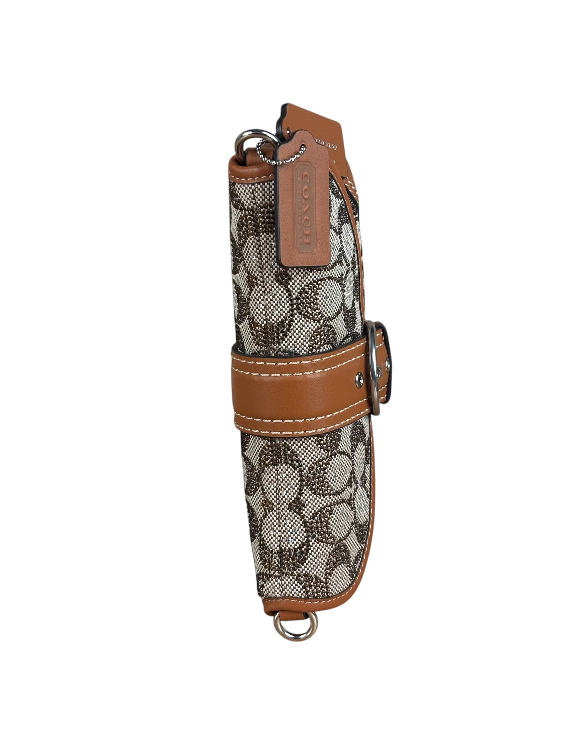 Coach Leather Trim Crystal Signature Jacquard Soho Pochette
