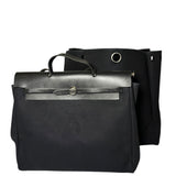 Hermes Black Toile Herbag 39 Handbag