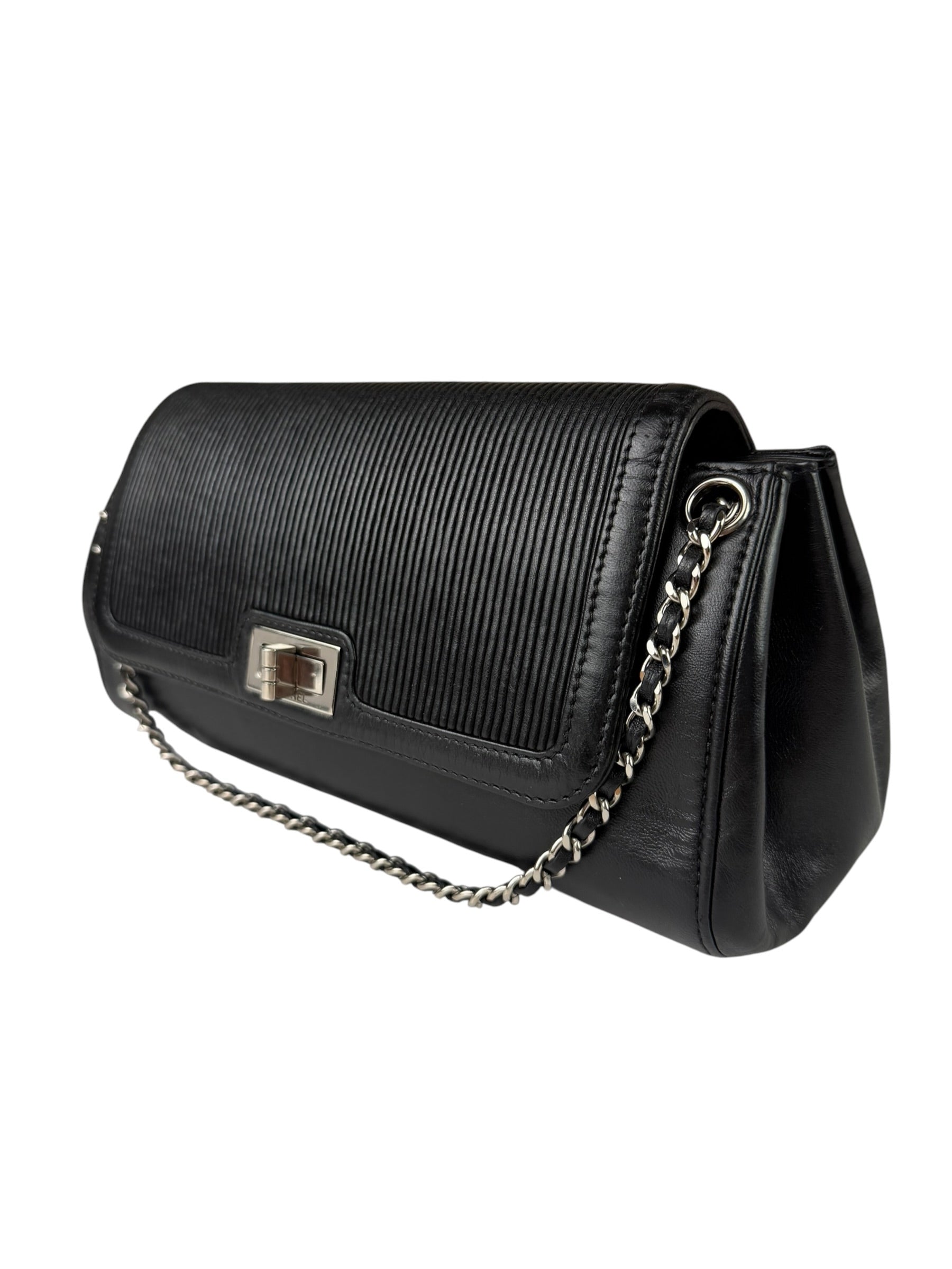 Chanel Black Leather Mademoiselle Accordion Flap Bag 2000