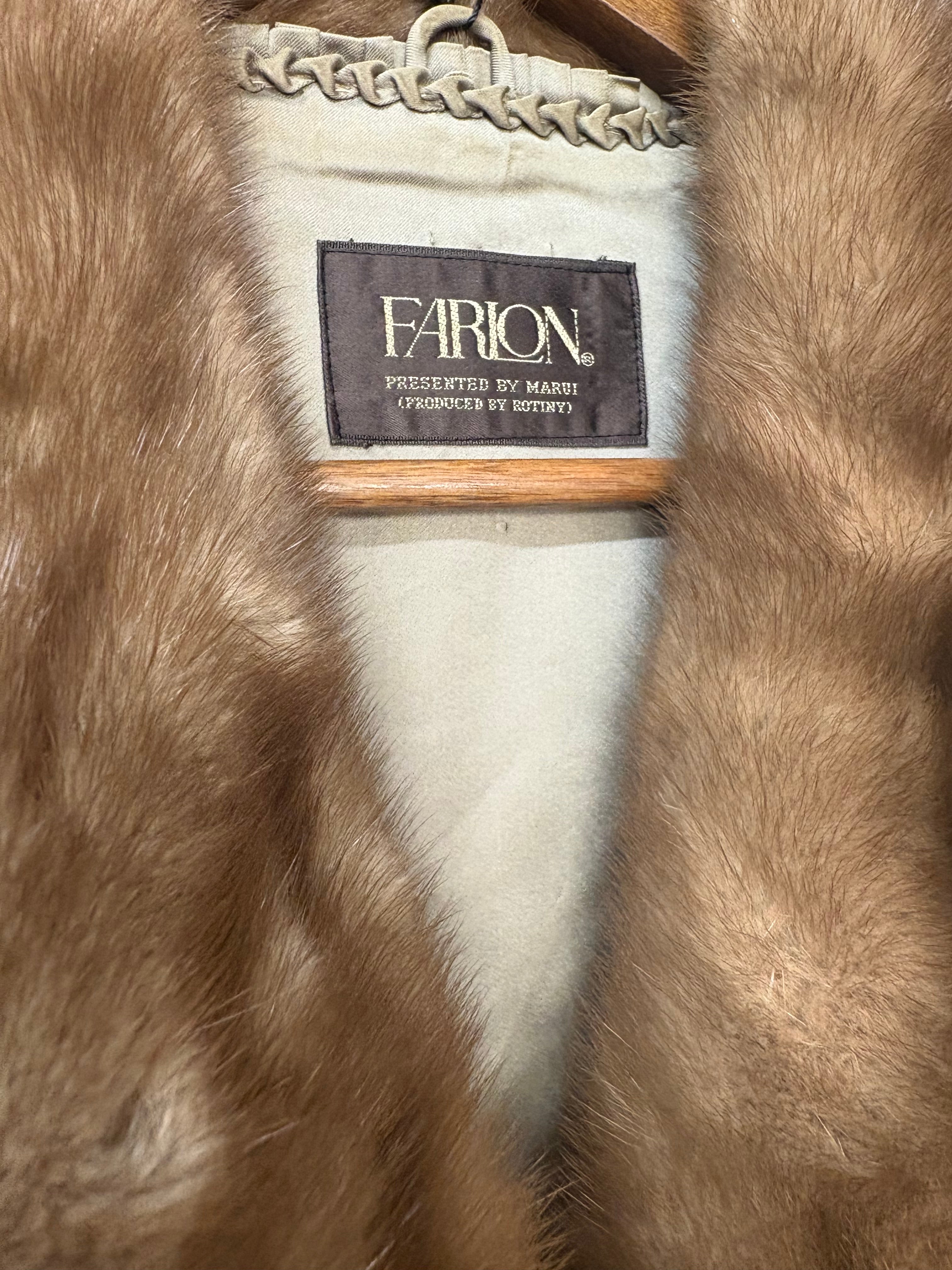 Farlon Vintage Brown Chevron Mink Fur Coat