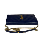 YSL Navy Blue Chevron Leather Cassandre Envelope Wallet On Chain