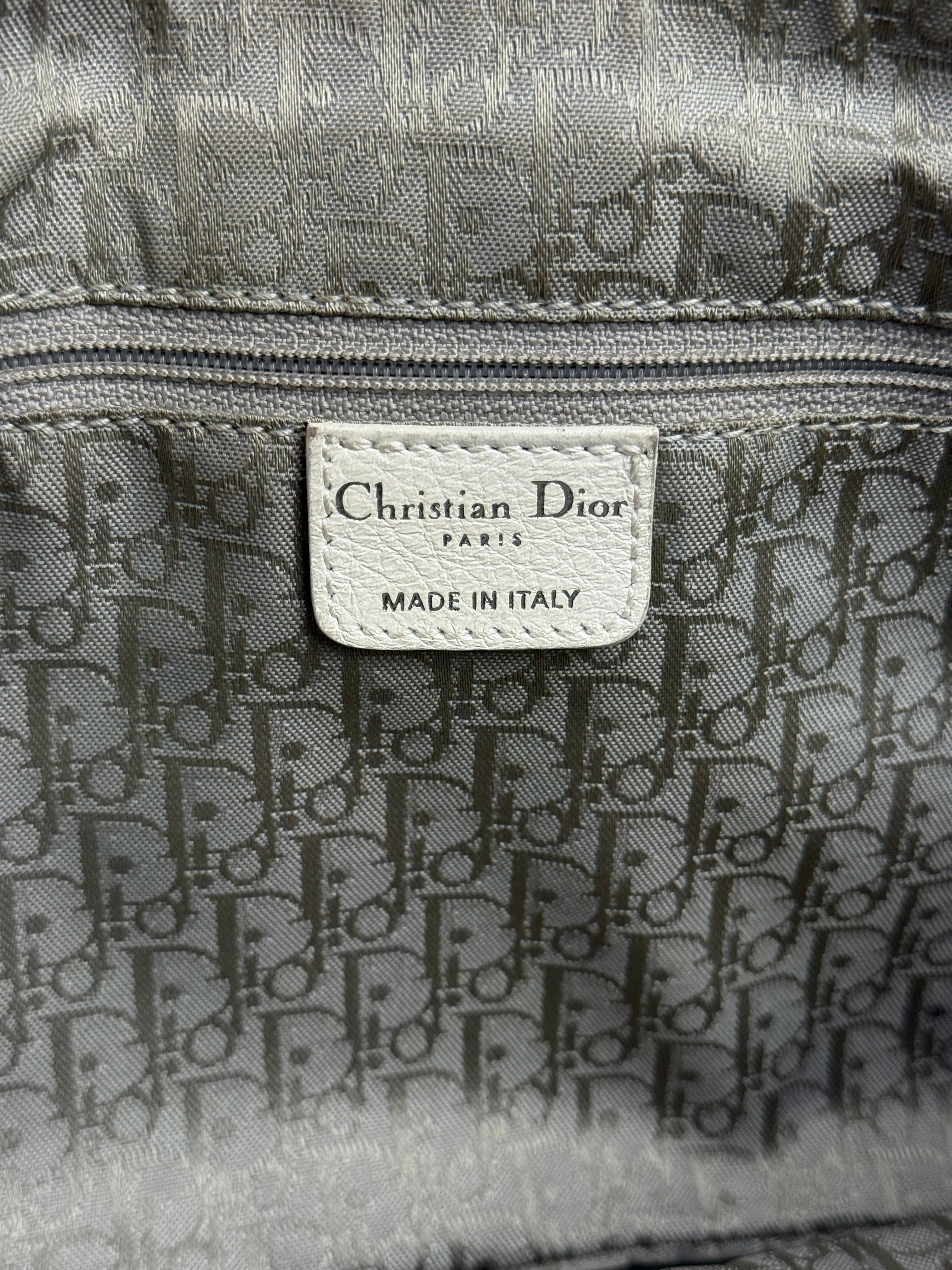 Christian Dior White Leather Gaucho Double Saddle Shoulder Bag