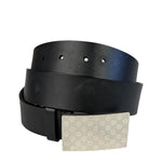 Gucci Black Leather GG Supreme Buckled Belt
