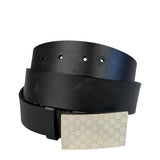 Gucci Black Leather GG Supreme Buckled Belt