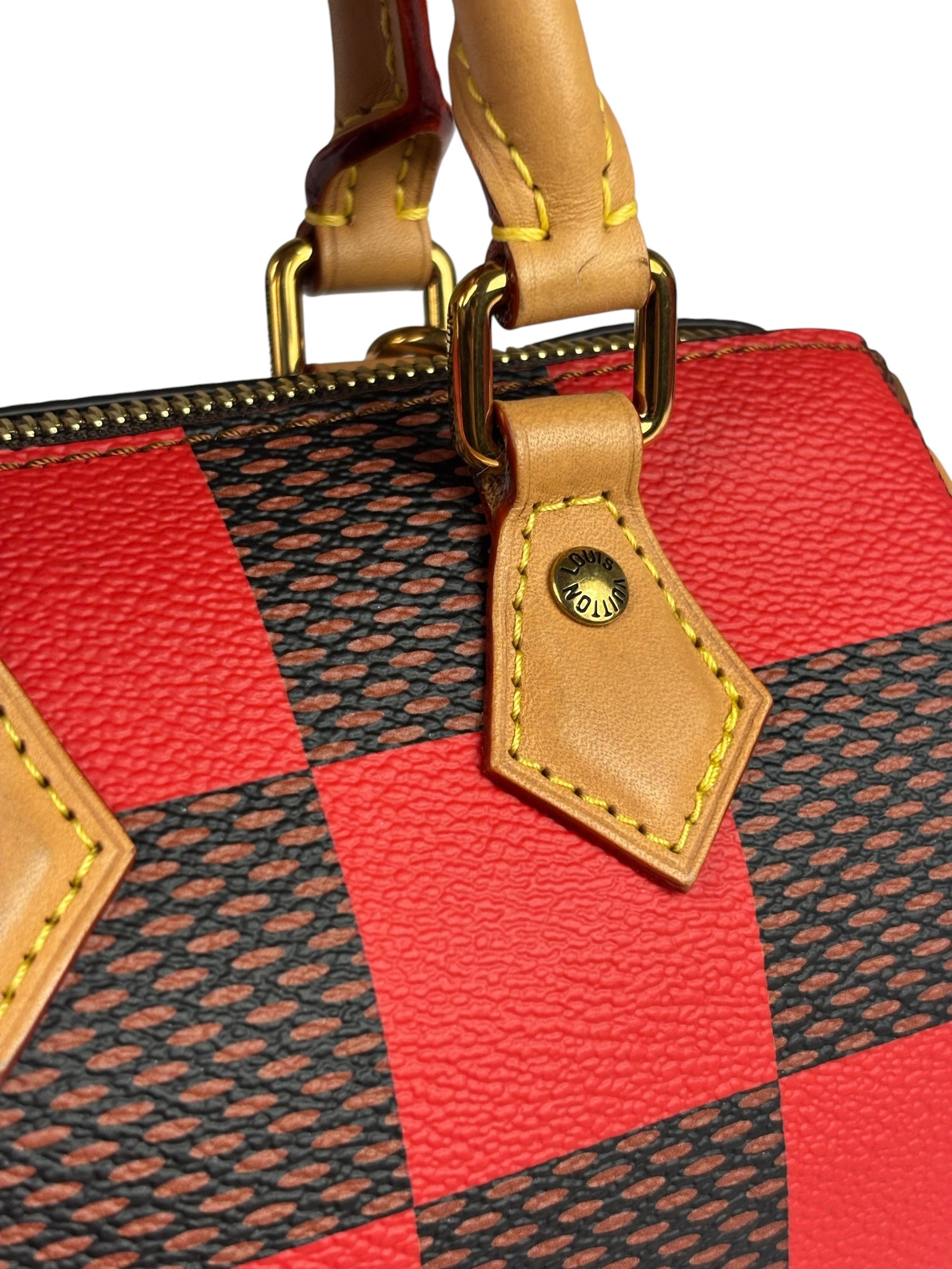 Louis Vuitton Red Pop Damier Nano Speedy Bandouliere Two-Way Bag