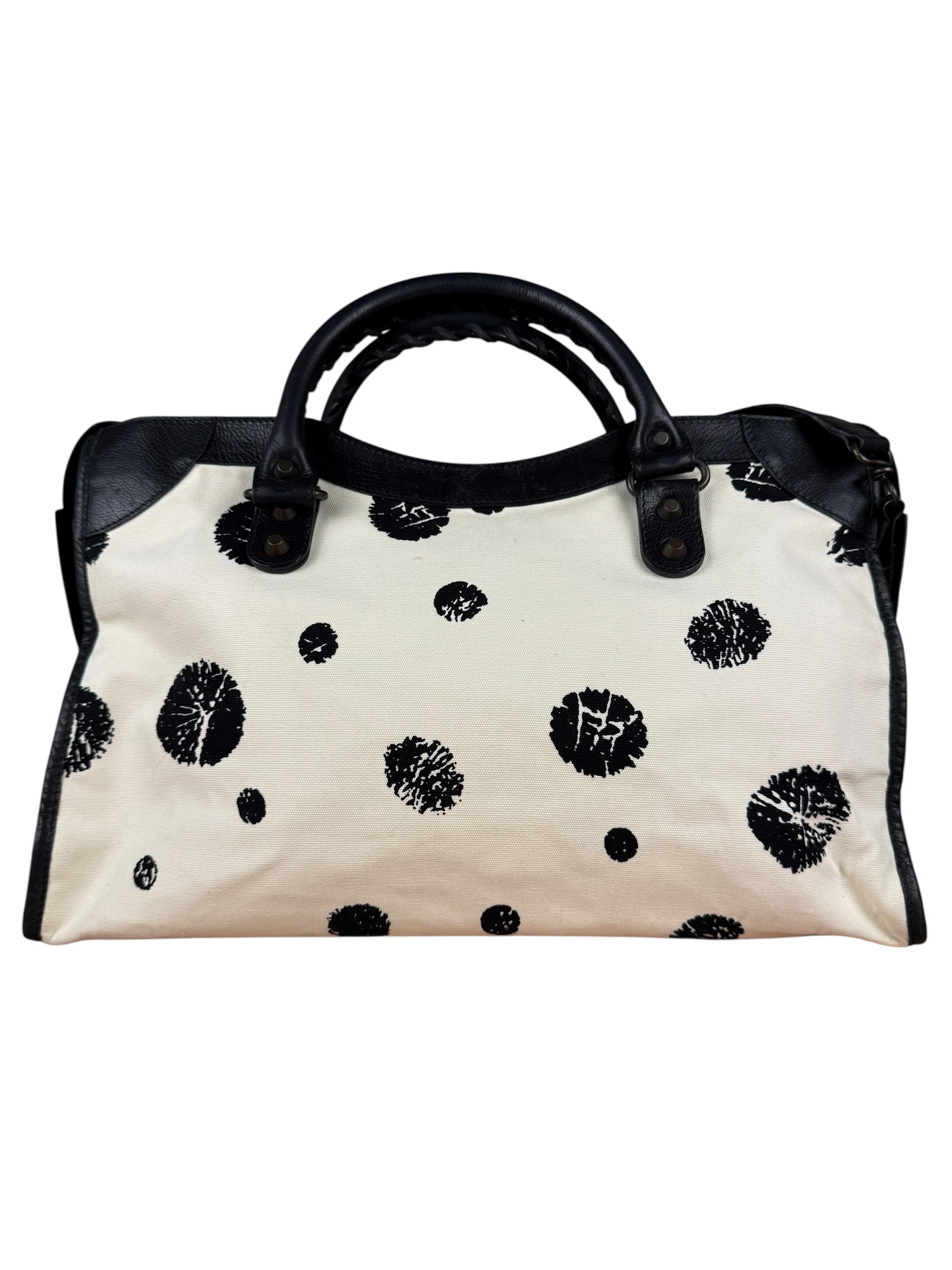 Balenciaga City Bag Canvas Leather Black Beige