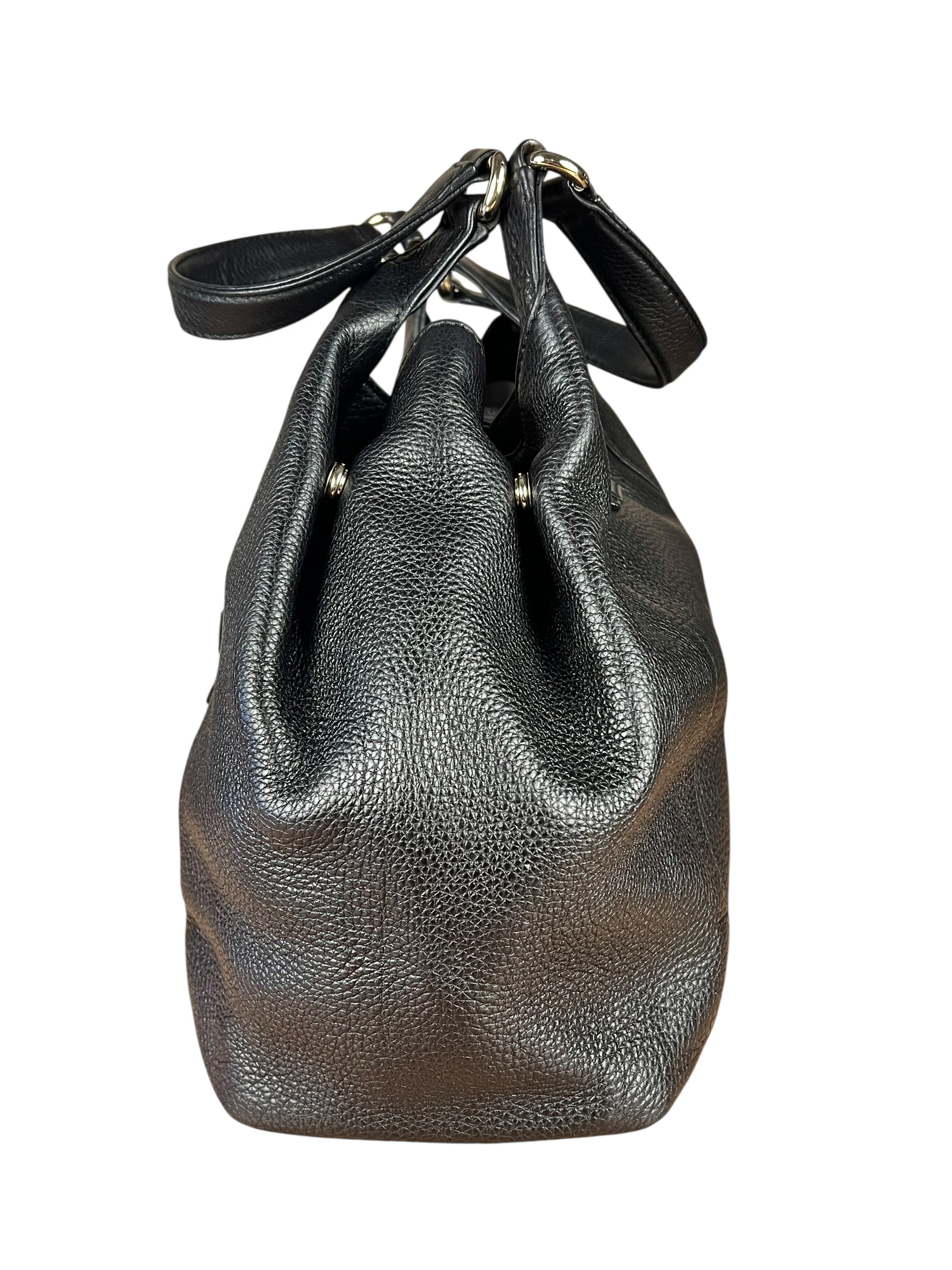 Gucci Black Leather Horsebit Flap Shoulder Bag