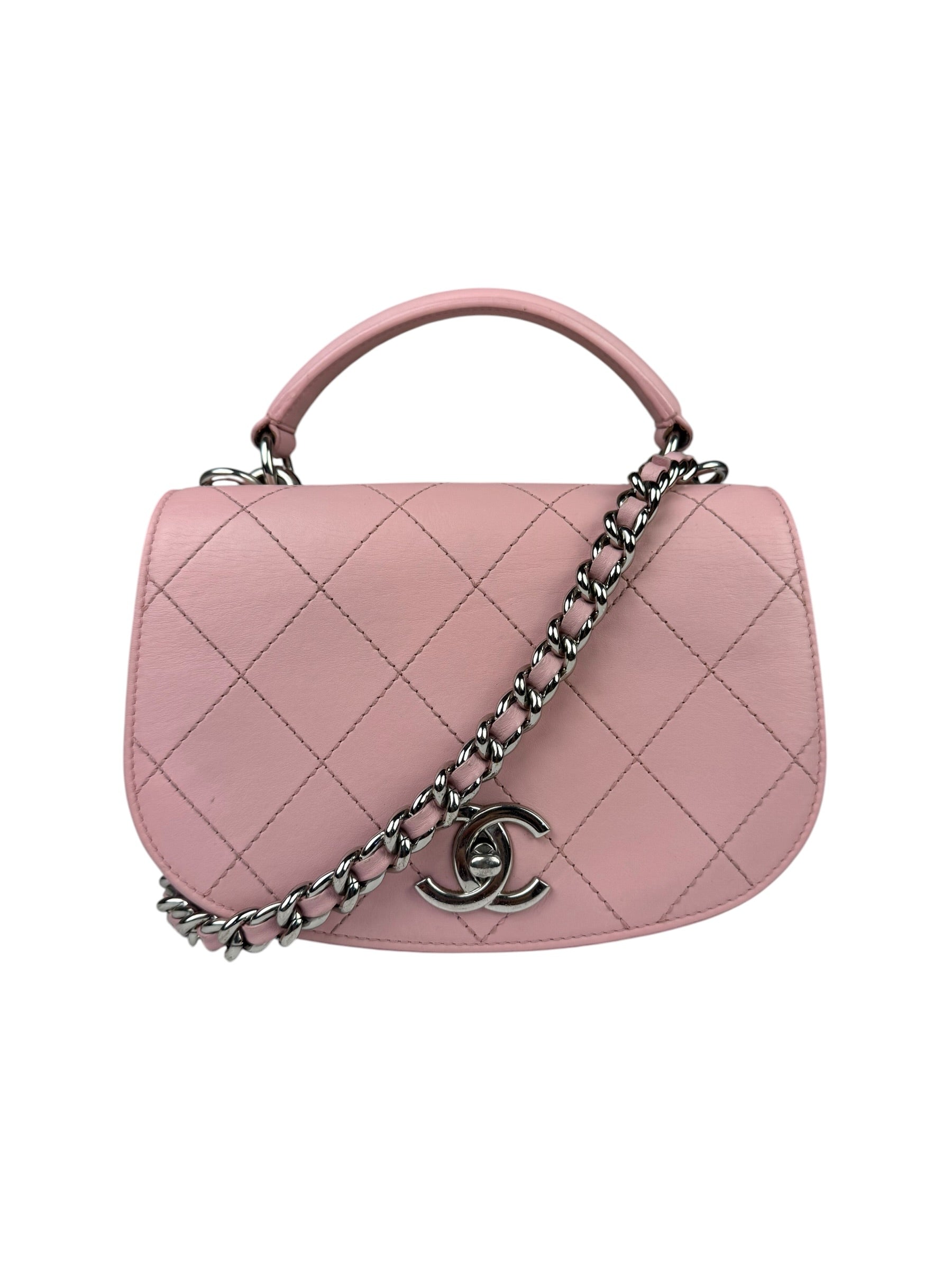 Chanel Pink Stitch Quilt Ring My Bag 2Way Flap 2017