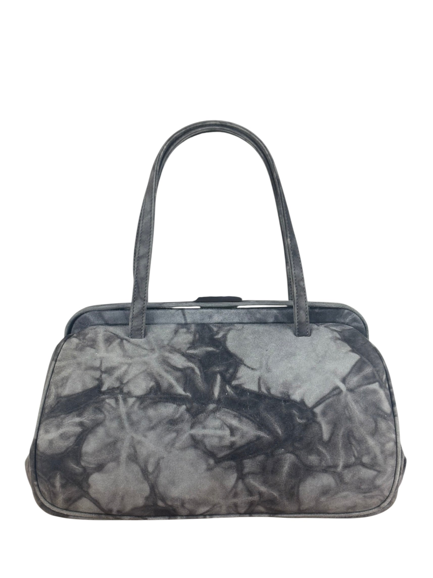 Prada Lux Grey Scamosciato Tie Dye Clutch Top Handbag