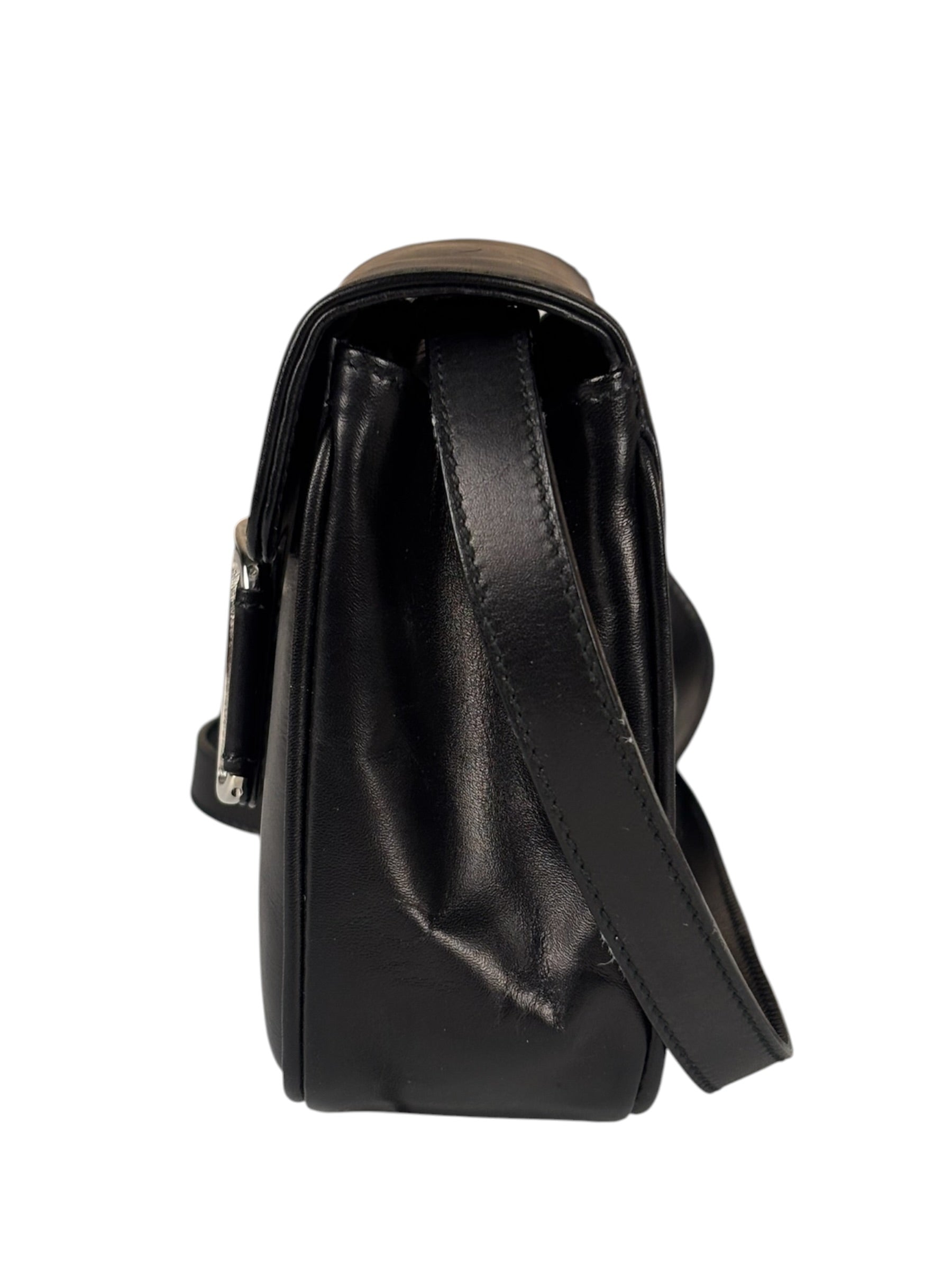 Ferragamo Black Leather Flap Mini Shoulder Bag