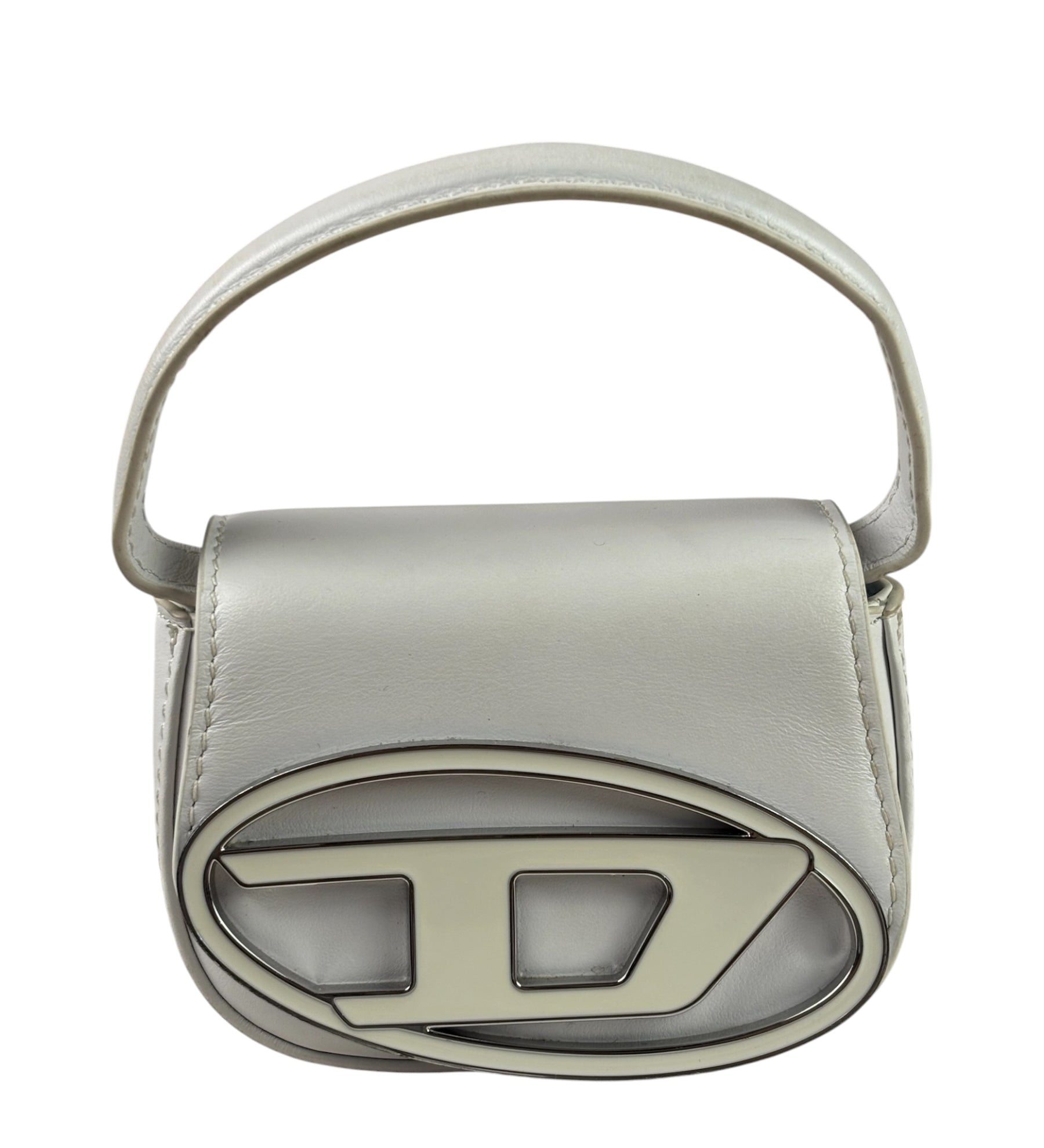 Diesel White Leather 1DR XS Two-Way Mini Bag