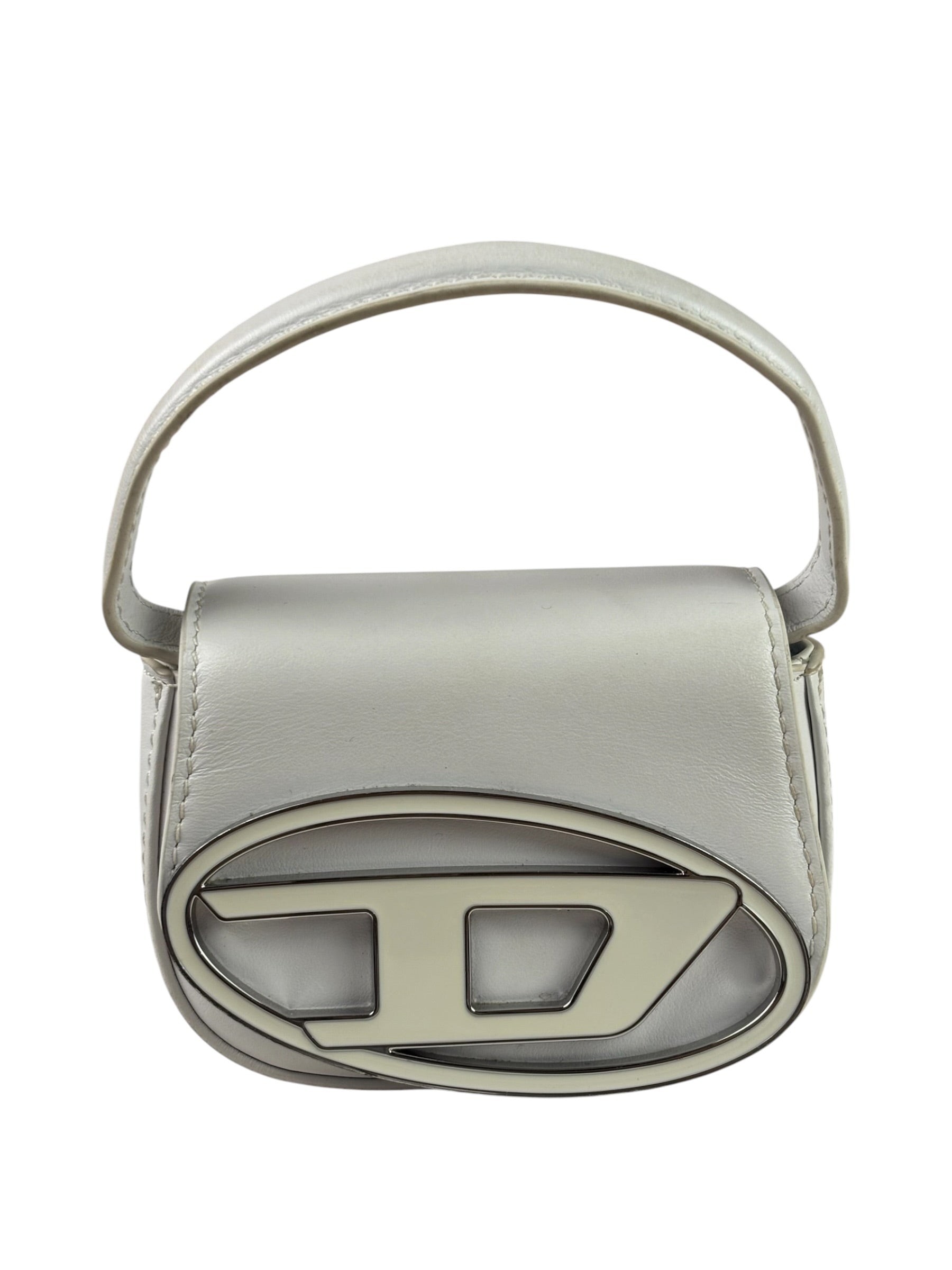 Diesel White Leather 1DR XS Two-Way Mini Bag