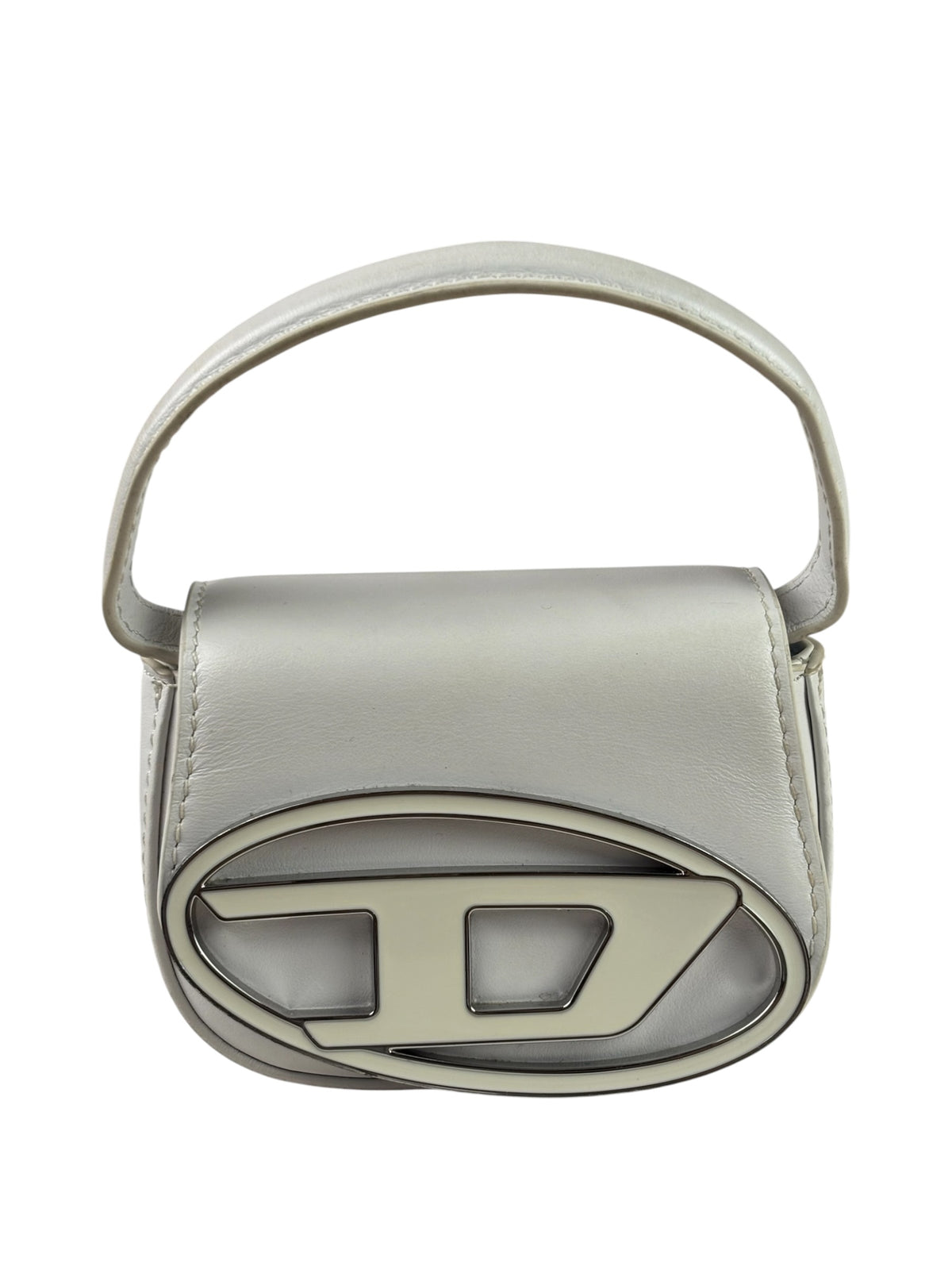 Diesel White Leather 1DR XS Two-Way Mini Bag