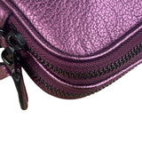 Coach Purple Metallic Studded Leather Zip Pouch