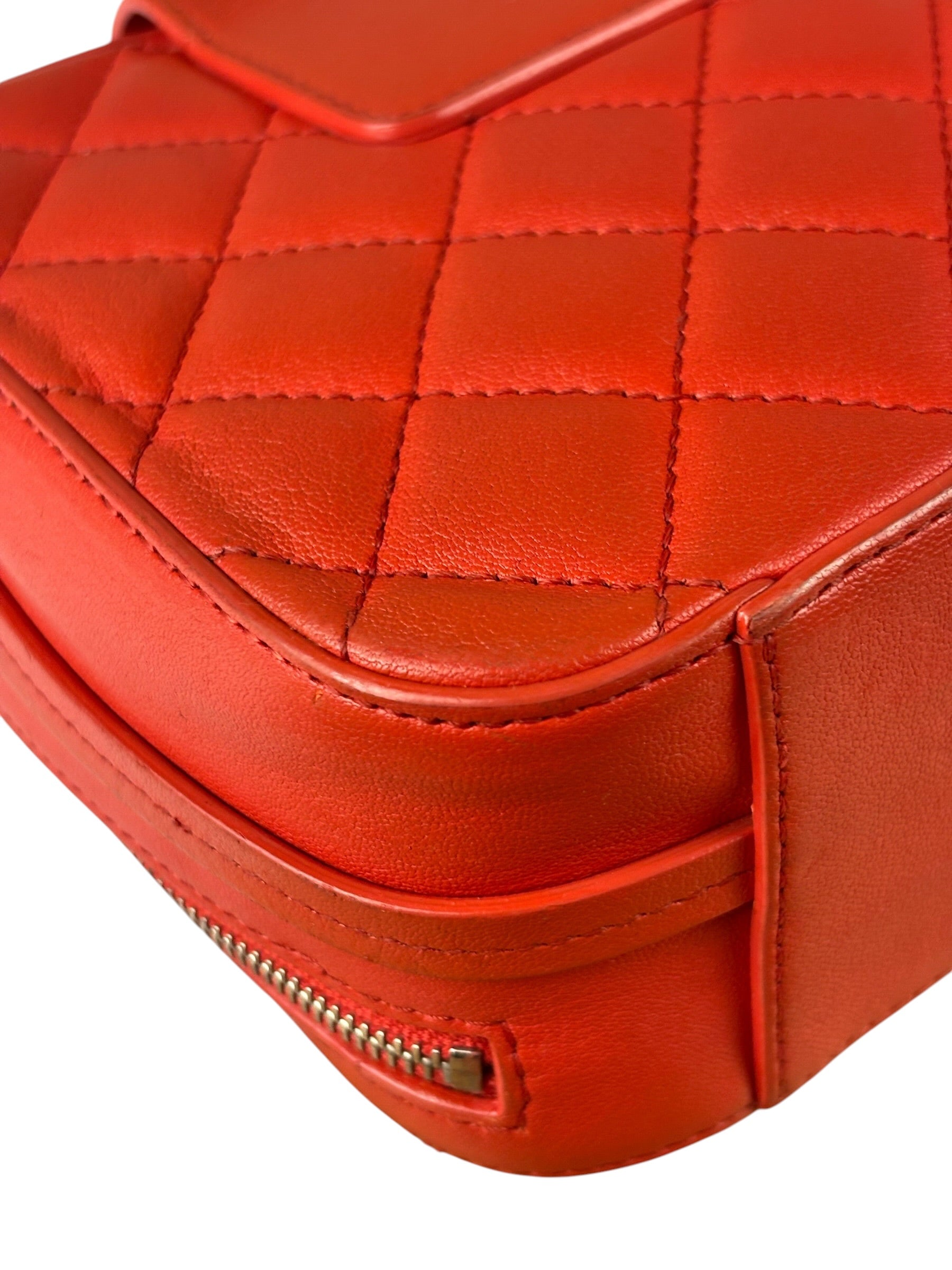 Chanel Red Quilted Lambskin Nano CC Box Camera Bag 2018