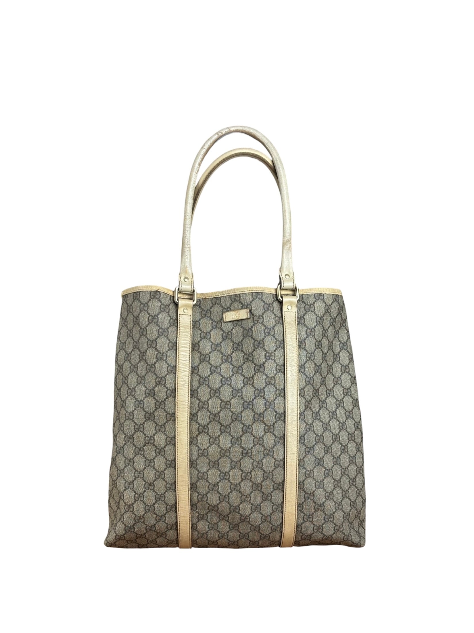 Gucci Beige GG Supreme Monogram Joy Vertical Tote Bag