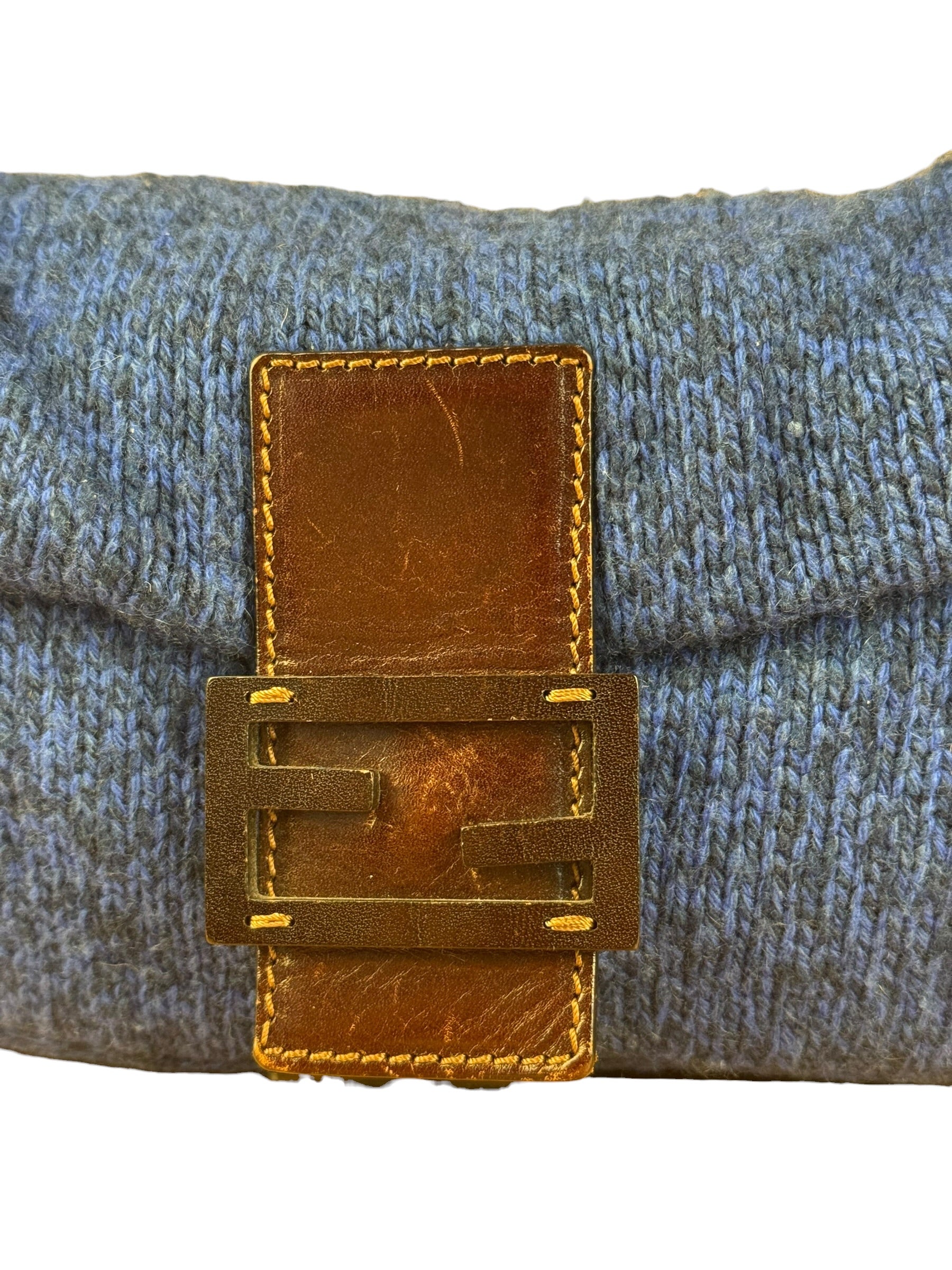 Fendi Vintage Blue Cashmere Baguette