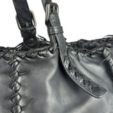 Bottega Veneta Black Intrecciato Fringe Shoulder Bag