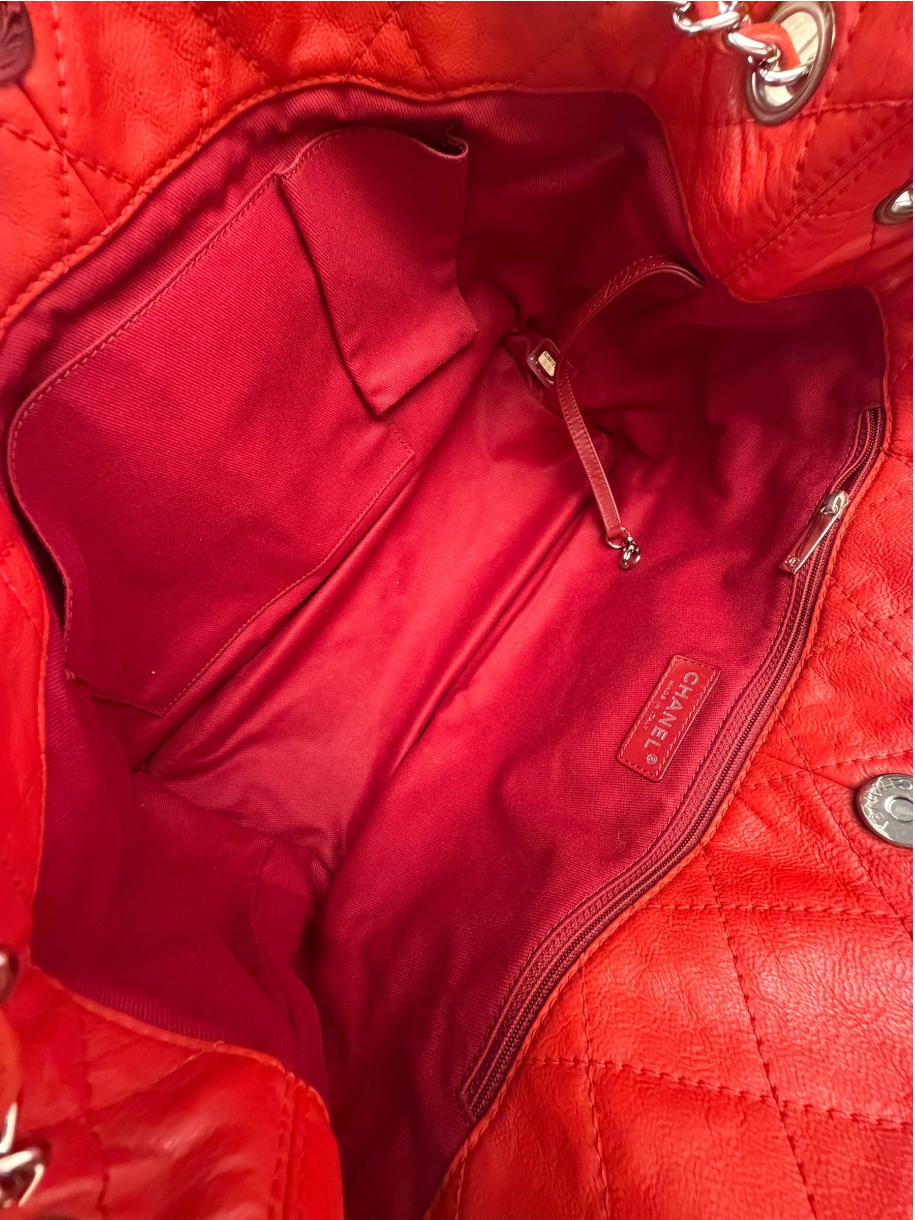 Chanel Red Quilted Leather Natural Beauty Chain Tote 2010