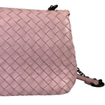 Bottega Veneta Baby Pink Leather Intrecciato Embroidered Flap Bag
