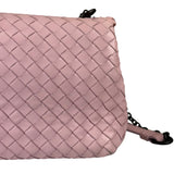 Bottega Veneta Baby Pink Leather Intrecciato Embroidered Flap Bag