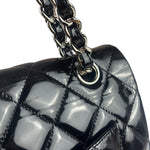 Chanel Black Patent Leather Quilted Leather Double Flap Jumbo Bag 2012