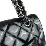 Chanel Black Patent Leather Quilted Leather Double Flap Jumbo Bag 2012