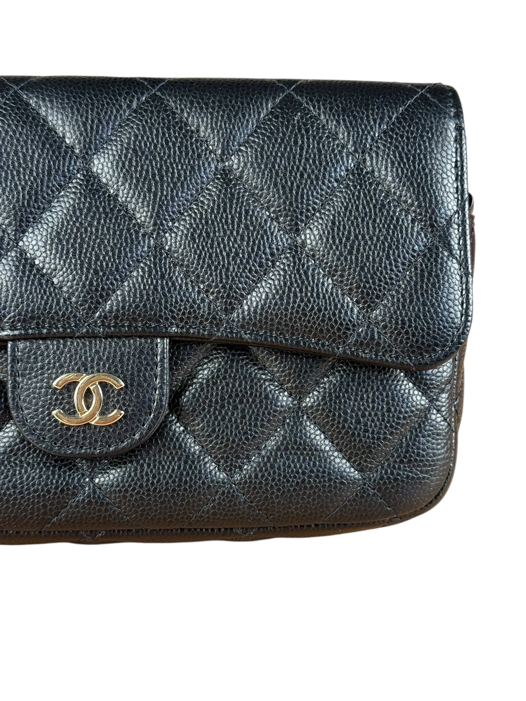 Chanel Black Quilted Flap Phone Chain Handbag
