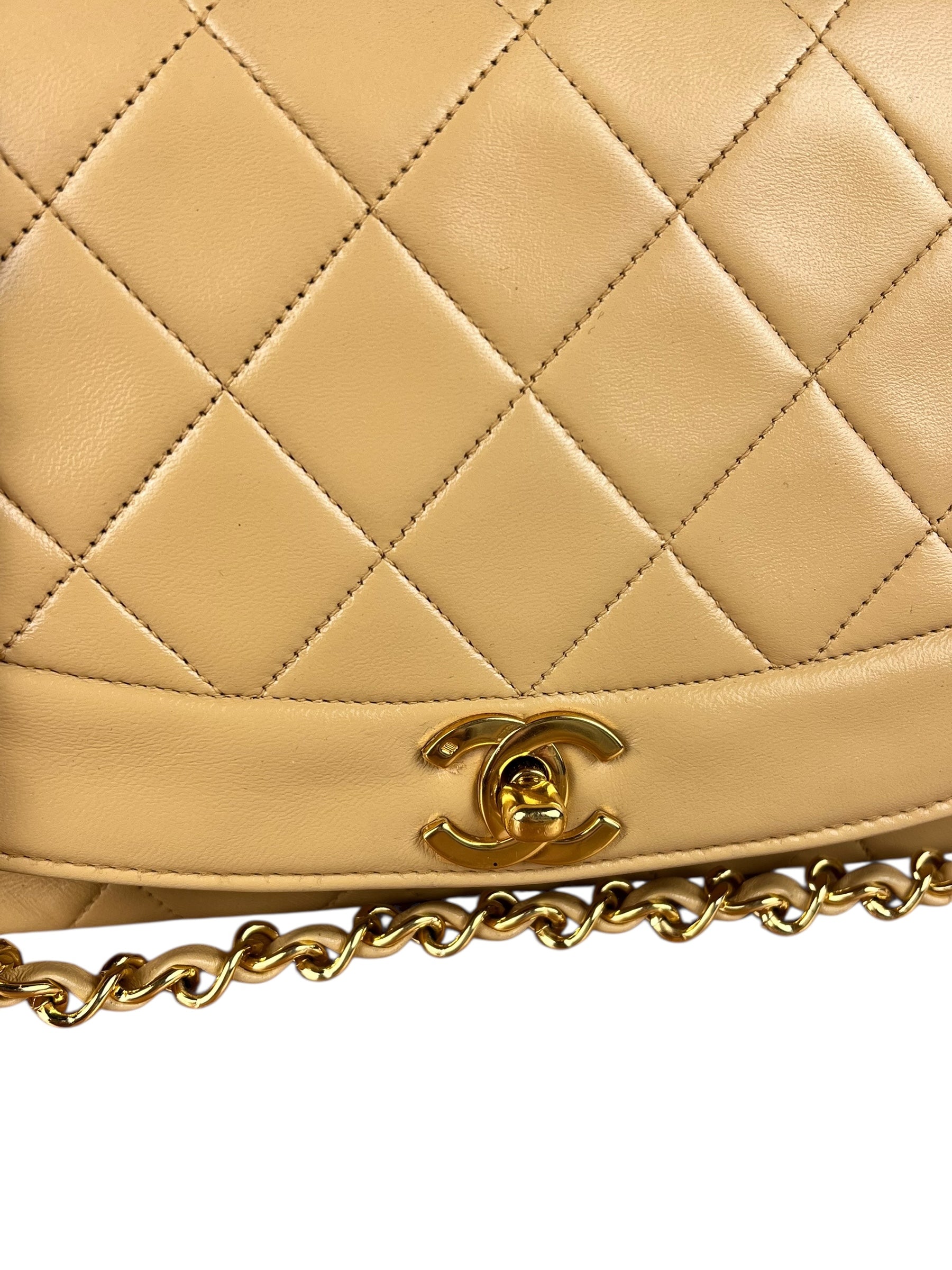 Chanel Beige CC Leather Diana Flap Bag '92