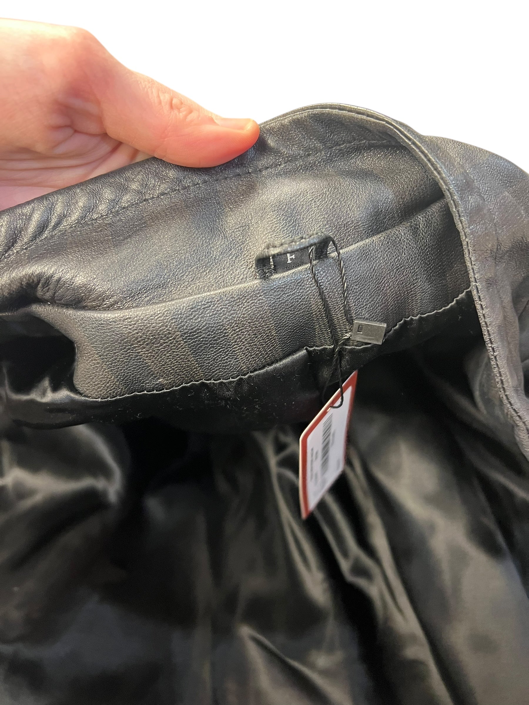 Vintage Leather Striped Long Coat