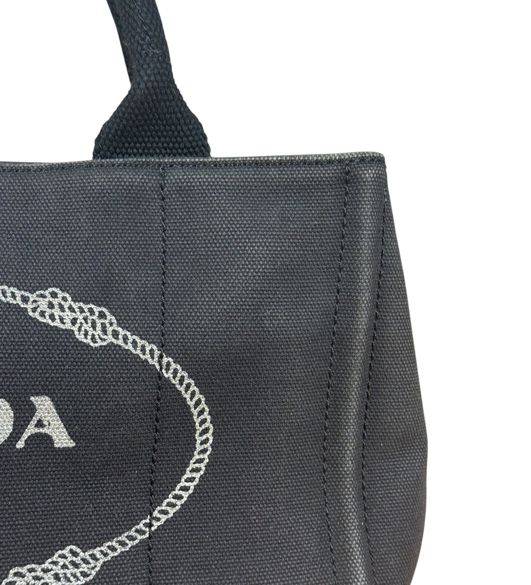 Prada Vintage Black Canvas Canapa Tote