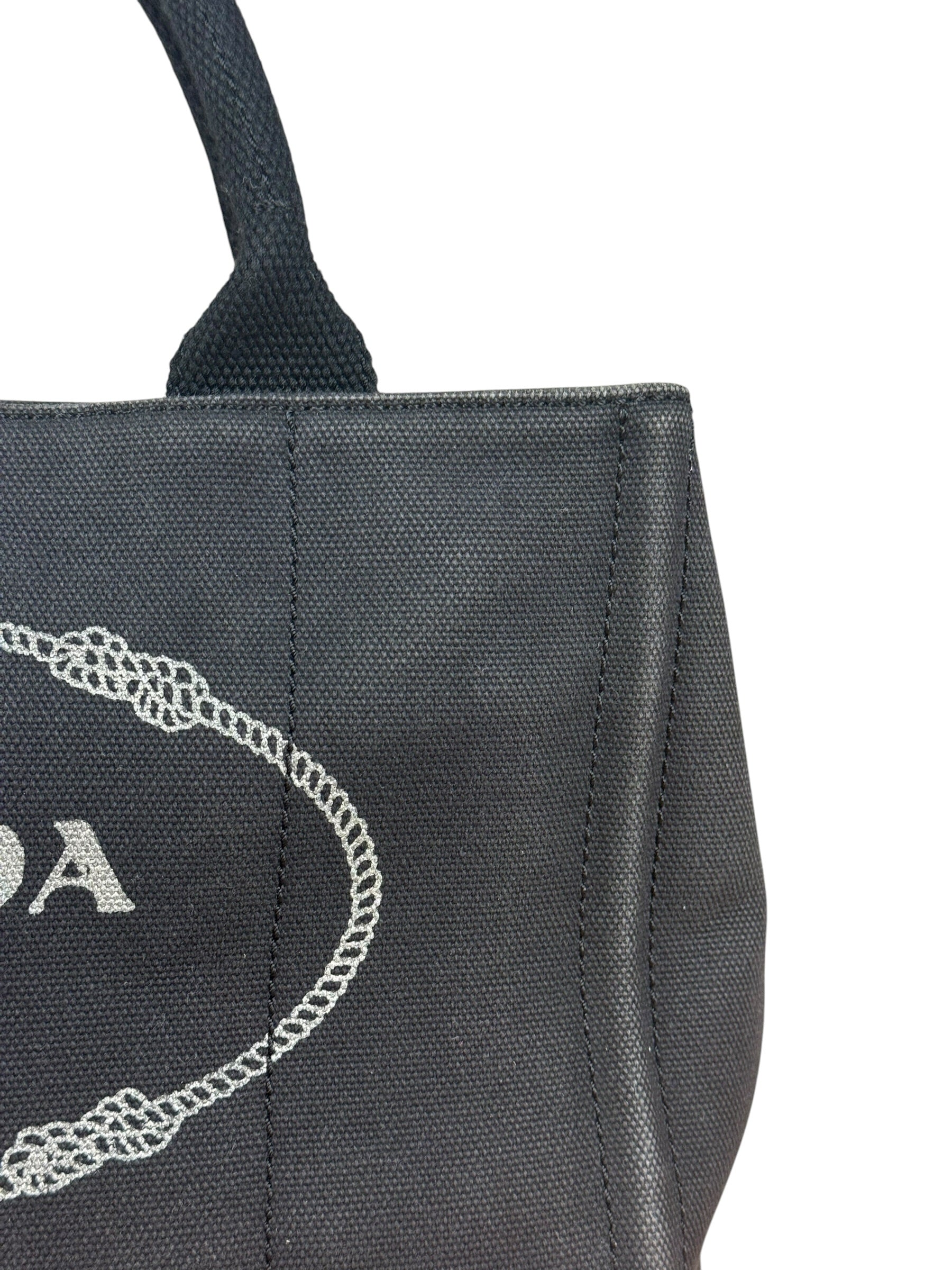Prada Vintage Black Canvas Canapa Tote