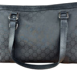 Gucci Black Leather Trim GG Canvas Abbey Zip Tote Bag