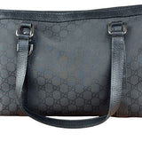 Gucci Black Leather Trim GG Canvas Abbey Zip Tote Bag