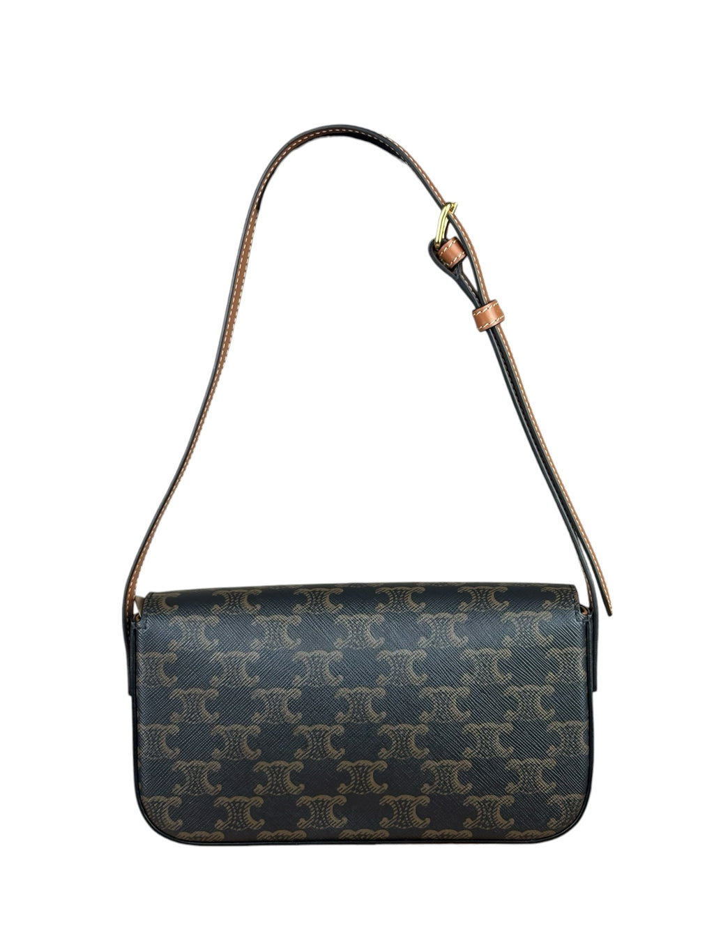 Celine Black/Brown Leather Triomphe Claude Flap Bag