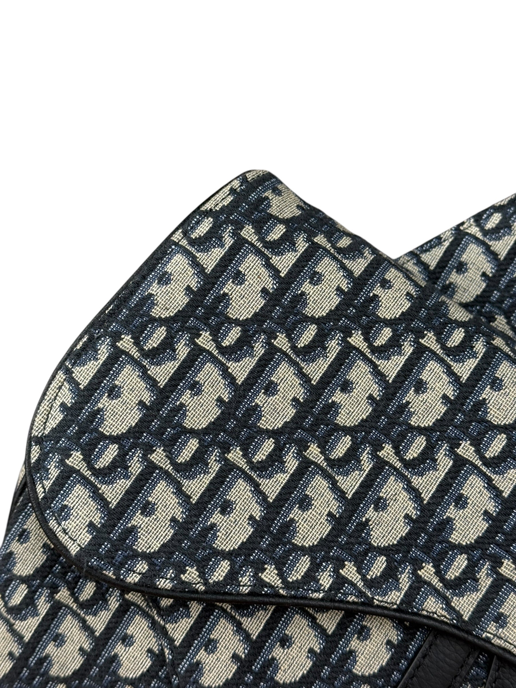 Christian Dior Navy Oblique Saddle Crossbody Bag