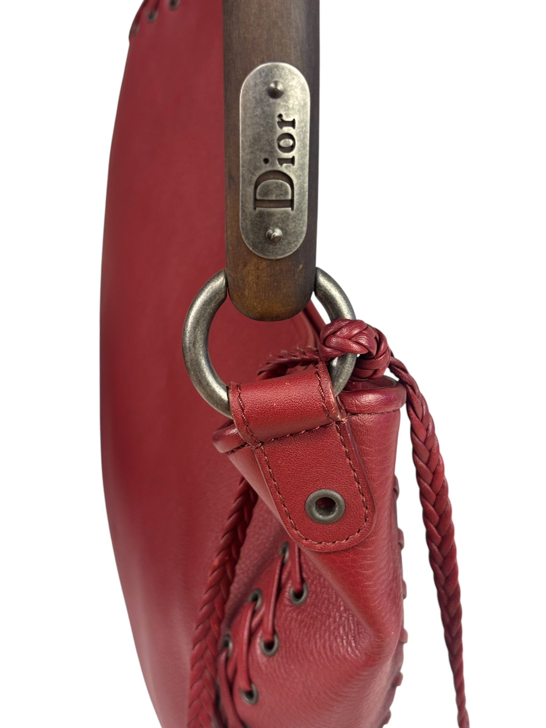 Christian Dior Red Leather Ethnic Hobo Bag