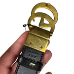 Gucci Belt Reversible GG Supreme/Black Gold Toned Hardware