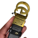 Gucci Belt Reversible GG Supreme/Black Gold Toned Hardware