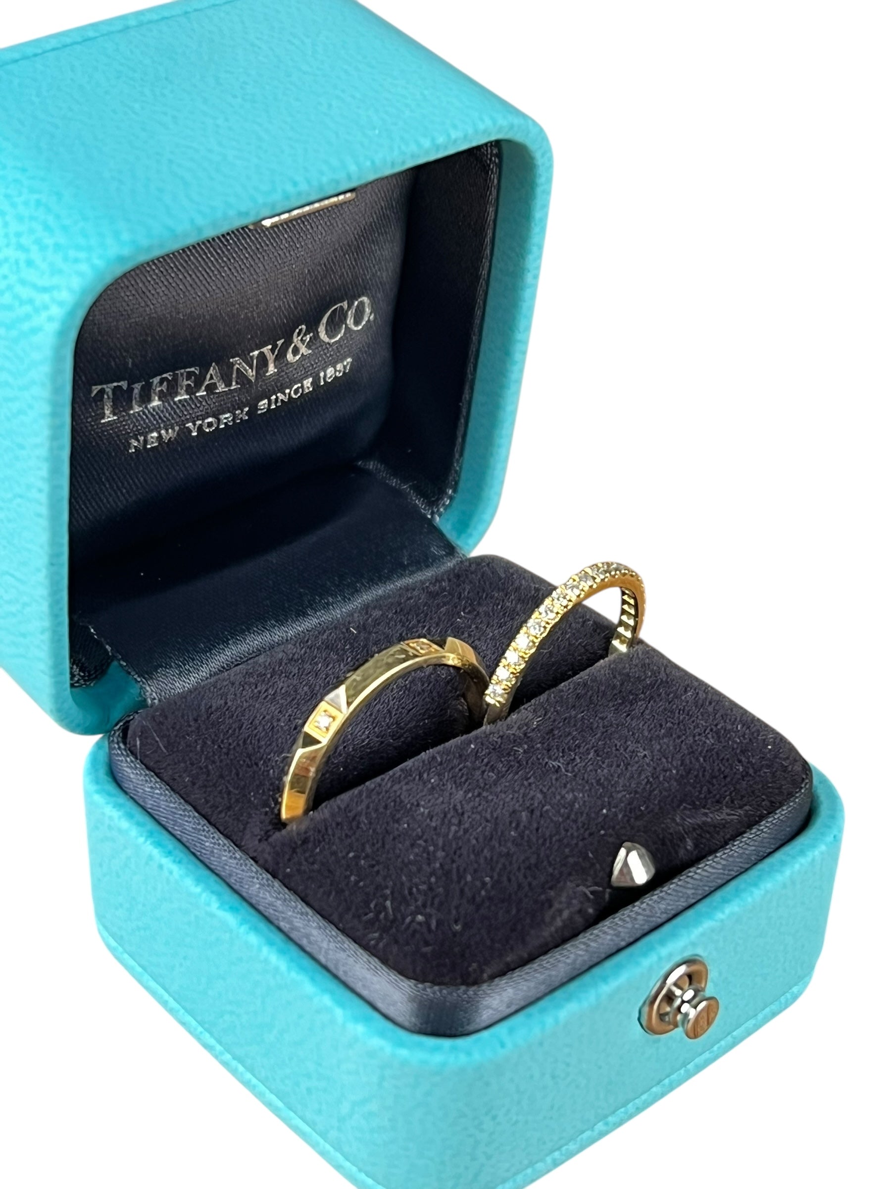 Tiffany & Co His & Hers Rings 18k Gold w/ Diamonds