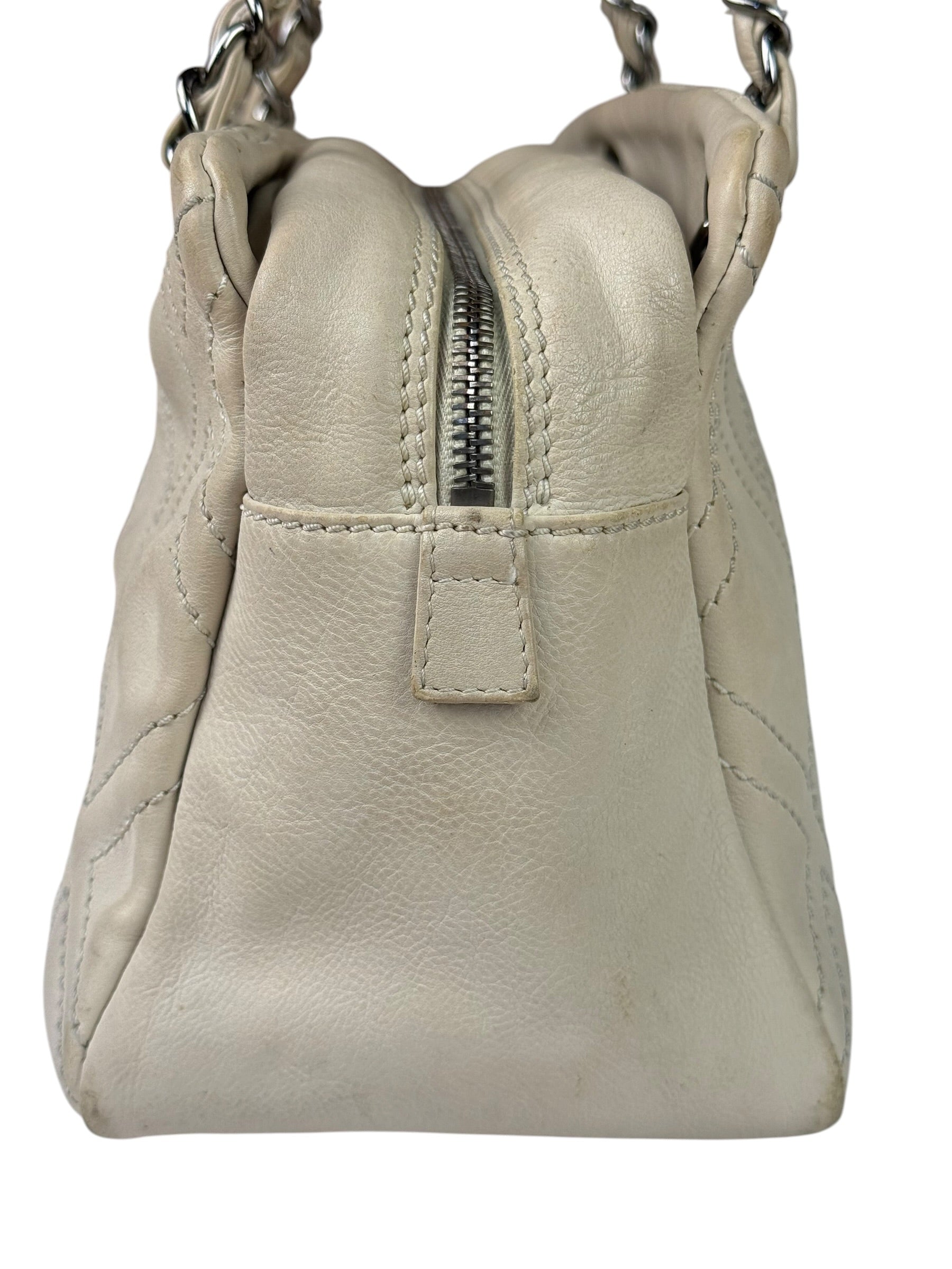 Chanel Cream Chevron Leather Outdoor Ligne Shoulder Bags  2005