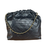 Chanel Black Quilted Leather 22 Chain Hobo Bag 2021