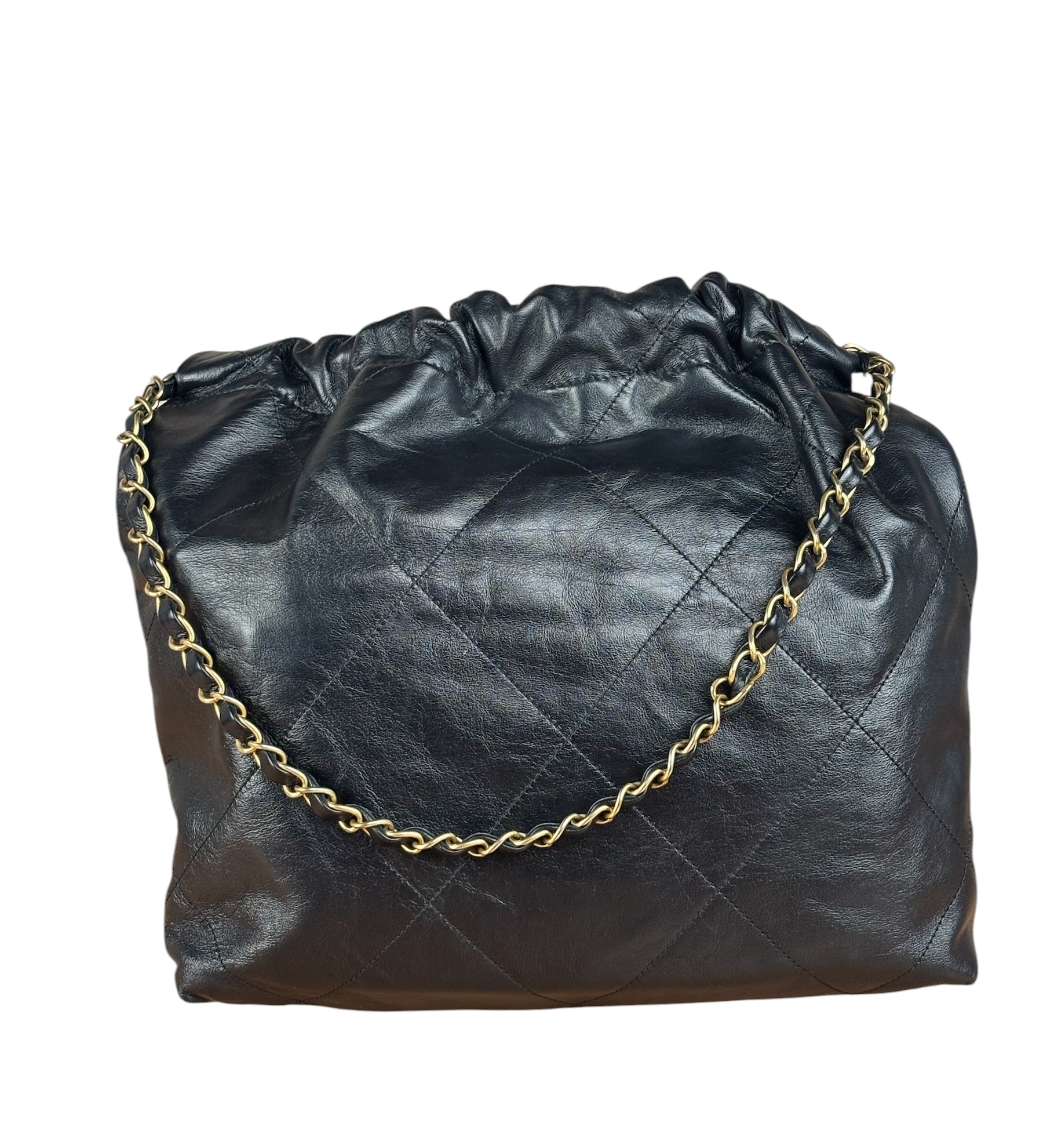 Chanel Black Quilted Leather 22 Chain Hobo Bag 2021